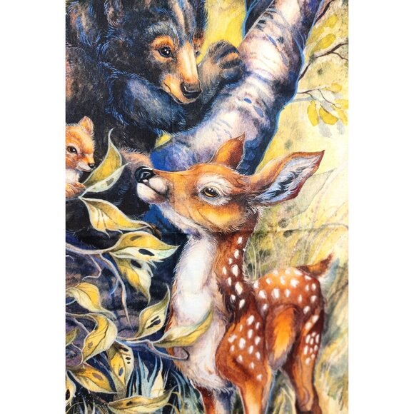 North American Wildlife Fabric Panel By Robert Kaufman Deer Bears 20x23 Inches C - Picture 8 of 10